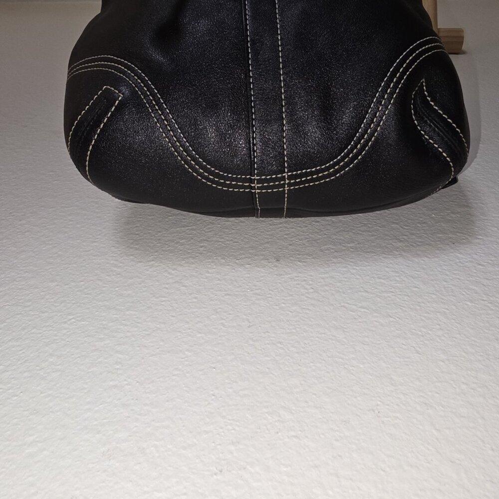 Vintage Coach Soho 3559 Black Leather Backpack Purse Drawstring Buckle - Picture 11 of 16